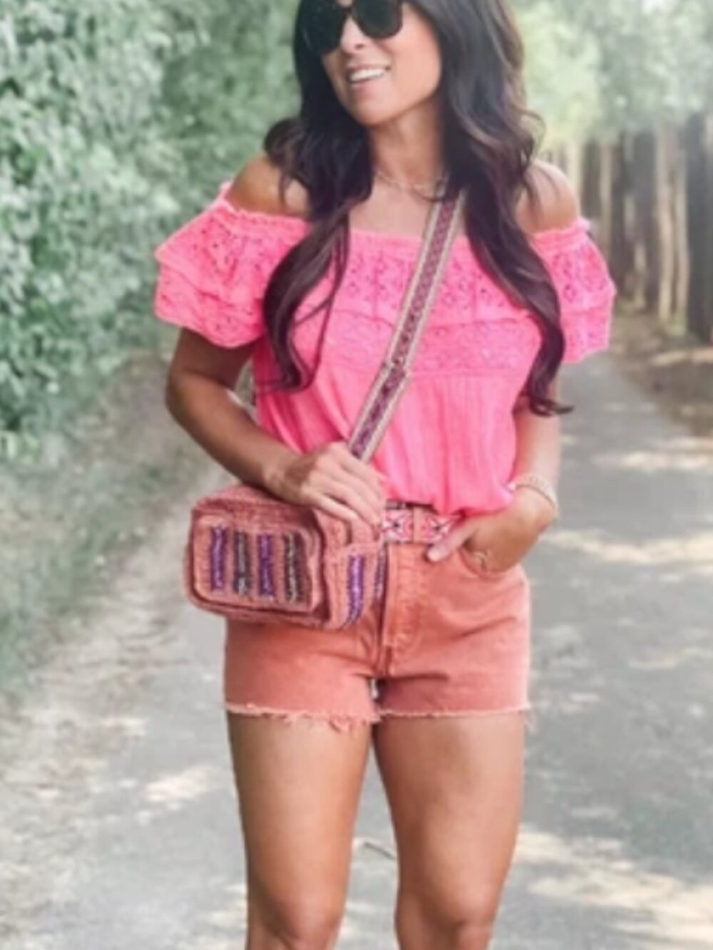 Free People FP One Mariette Top Crochet Lace Drawstring Off Shoulder M